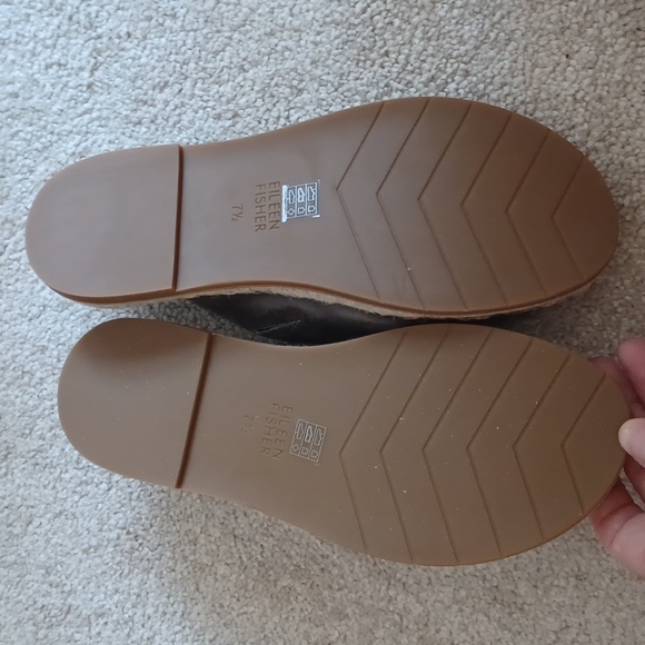 Eileen Fisher Milly Espadrille Flat Pewter Sandals Metallic - Picture 2 of 7